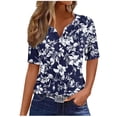 thumbnail image 3 of ATENAR Shirts for Women Summer Short Sleeve T Shirts for Women Casual Tee Dark Blue XL, 3 of 5