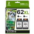 thumbnail image 1 of Cartucho de tinta negro Adoccur 62XL, paquete de 2 para impresoras HP, 1 of 7