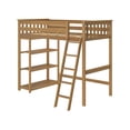 thumbnail image 3 of Max & Lily Solid Wood High Loft Bed,Twin Bed Frame For Kids With Bookcase and Ladder, Pecan, 3 of 12