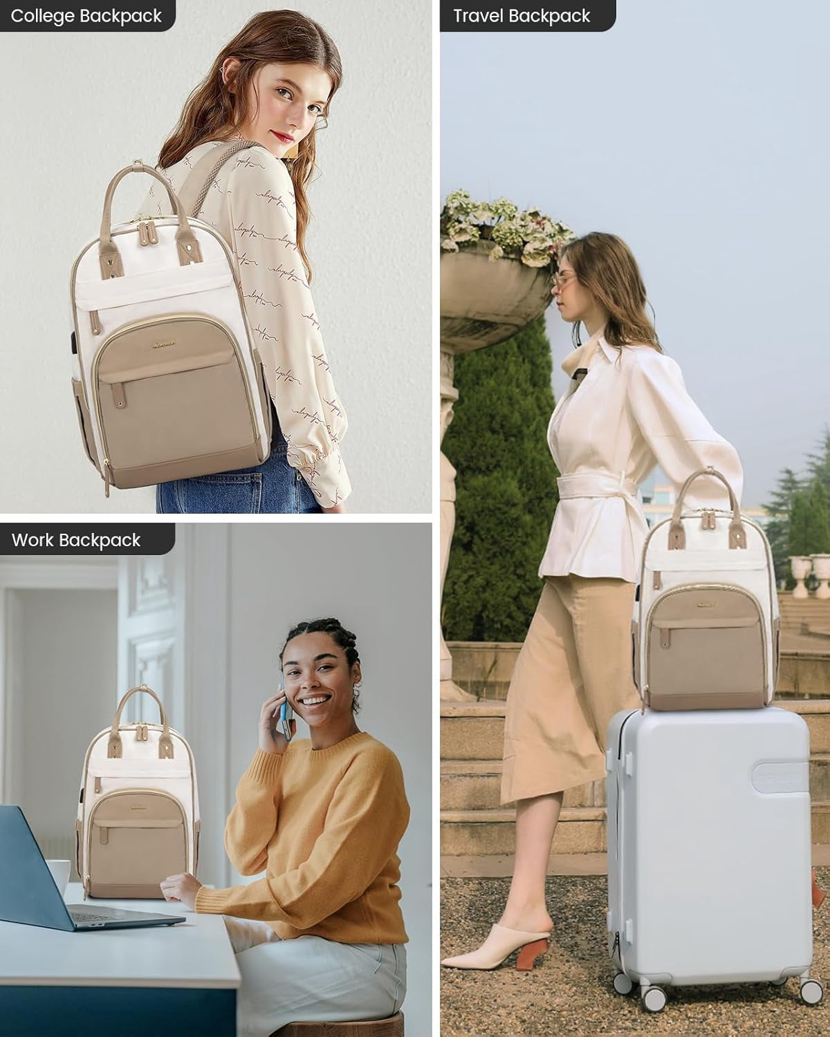 Lovevook Backpack Purses for Women, 15.6 Inch Laptop Backpack College Computer Bag, Multi-Functional Travel Work Bag Teacher Nurse Bag with USB Charging Port