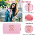 thumbnail image 3 of HSHDLDF Personalized Initial Letter Patch Makeup Bag Preppy Chenille Letter Cosmetic Pouch with Zipper Pink/Pink-Letter Z, 3 of 6
