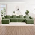 thumbnail image 3 of Modular 4 Seat U Shape Sectional Boneless Sofa, Cloud Sectional Couch with Deep Seat, Modern Modular 4-Seat Sofa Couch with Throw Pillows and 2 Movable Ottomans, Corduroy Fabric Green, 3 of 12