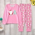 thumbnail image 5 of AWZXDE Ensemble de Pyjama pour Enfants avec Motif de Noël, Col Rond, Manches Longues, Confortable, Coupe Ample, Deux Pièces, Rose, 9-10 Ans, 5 of 5