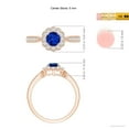 thumbnail image 5 of Angara Natural 0.6 Ct. Blue Sapphire with Diamond Halo Ring in 14K Rose Gold for Women (Ring Size: 12), 5 of 10