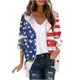 thumbnail image 3 of UVEASISHA Duster Cardigans for Women USA Flag Funny Graphic 3/4 Sleeve Open Front Kimonos Chiffon Loose Fashion Vacation Beach Cover Ups Independence Day Outfits Multicolor M, 3 of 6