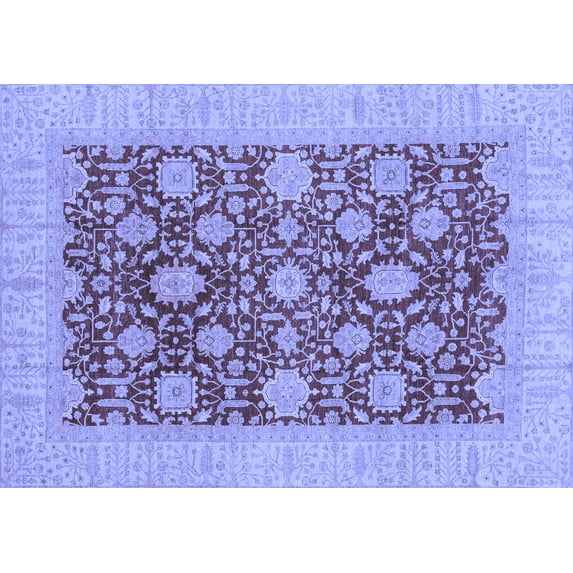 Ahgly Company Machine Washable Indoor Rectangle Oriental Blue Traditional Area Rugs, 7' x 10'