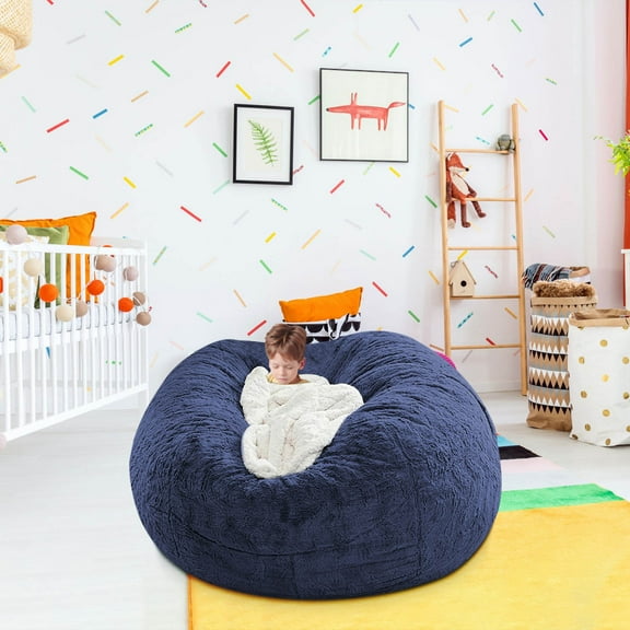 Uutvmp Oversized Bean Bag Chair Cover, Ultra Soft Bean Bag Bed Cover Only, Giant Round Soft Fluffy Bean Bag for Adults Without Filler, Machine Washable Big Size Bean Bag Covers(No Filler)