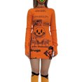 thumbnail image 1 of Txlixc Vestido de manga larga de cuello redondo de dibujos animados, negro / naranja, S / M / L Txlixc moda, 1 of 7