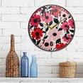 thumbnail image 3 of Yayeee Wall Clock Battery Operated 11.9" Silent Quartz Non-Ticking for Living Room Decor, Pink and Red Flowers, 3 of 8