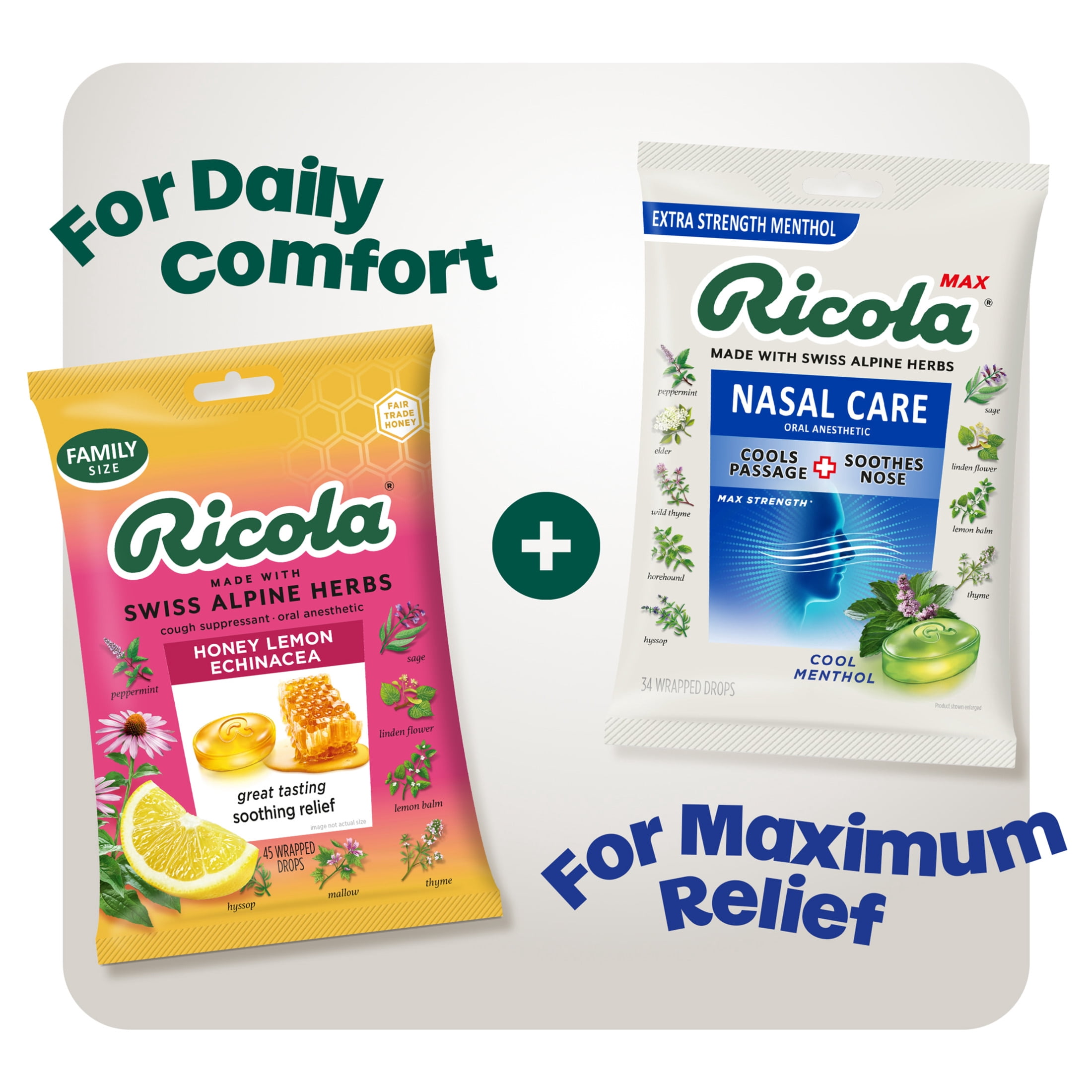 Ricola Max Nasal Care Cool Menthol Throat Drops Extra Strength, 34 Count