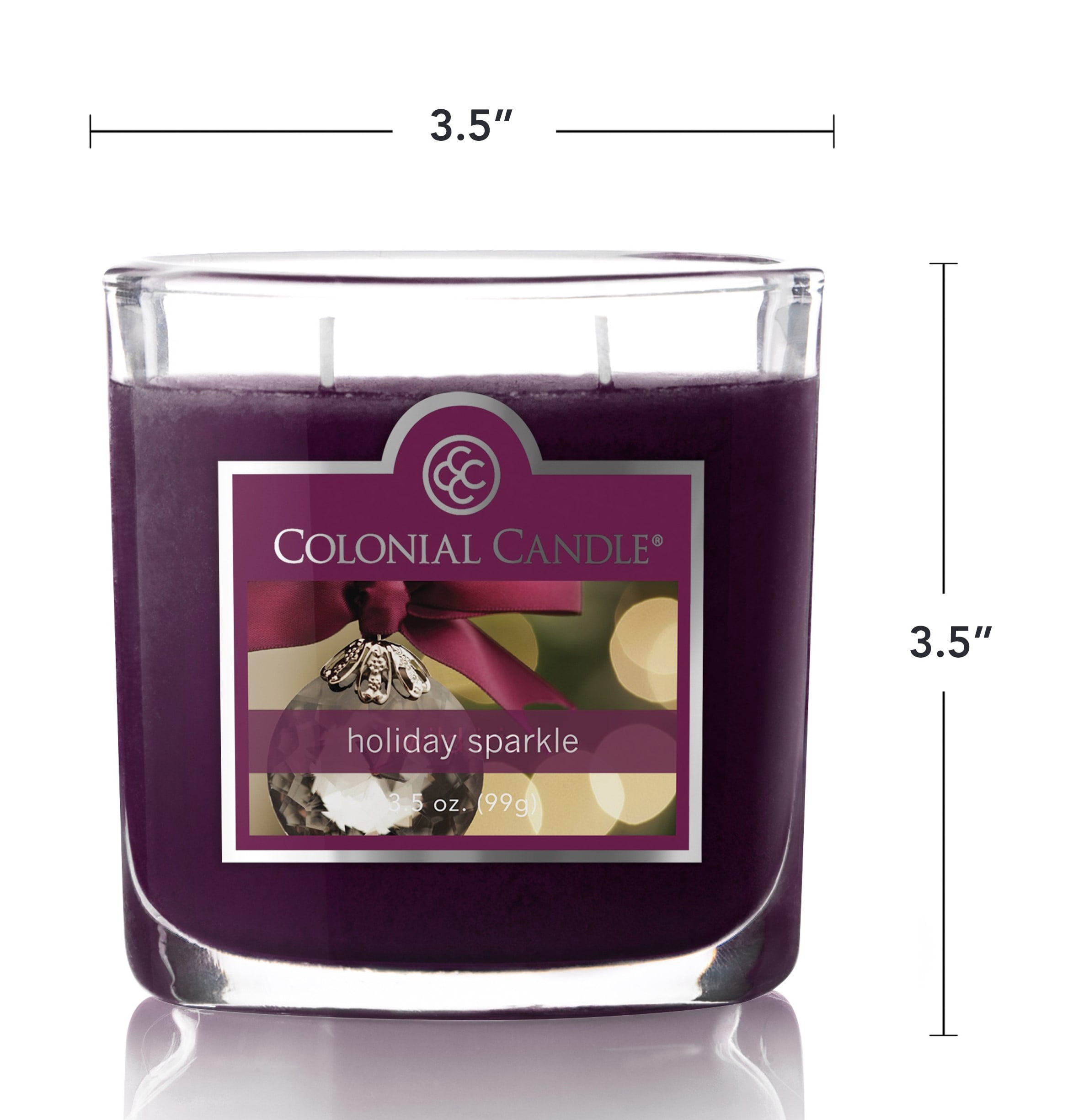 Colonial Candle Holiday Sparkle Scented Jar Candle - Classic Ovals - 2 Wick - 3.5 oz - 20h Burn