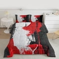 thumbnail image 2 of Feelyou Artwork Geometric Full Size Comforter Sets for Adult, Retro Oil Printing Bedding Comforter Set, Black Red Abstract Reversible Bedding Sets, Microfiber Bedroom Decor, 3pcs, 2 of 8