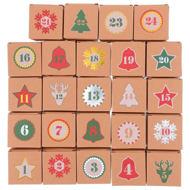 Calendario de Adviento con 24 cajones: Caja rellenable con cuenta regresiva para Navidad 2025 para niños, niñas, niños, juguetes, dulces, chocolate.