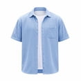 thumbnail image 4 of Yertdoel Men's Button Down Shirts Solid Color Short Sleeve Lapel Neck Shirt Soft Comfortable Breathable Outdoor Cycling Hiking Summer Casual Tops, 4 of 6