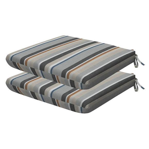 Honeycomb Indoor/Outdoor Stripe Stone Beige Universal Seat Cushion: Recycled Fiberfill, Weather Resistant, Comfortable and Stylish Pack of 2 Patio Cushions: 18" W x 17.5" D x 2.5" T