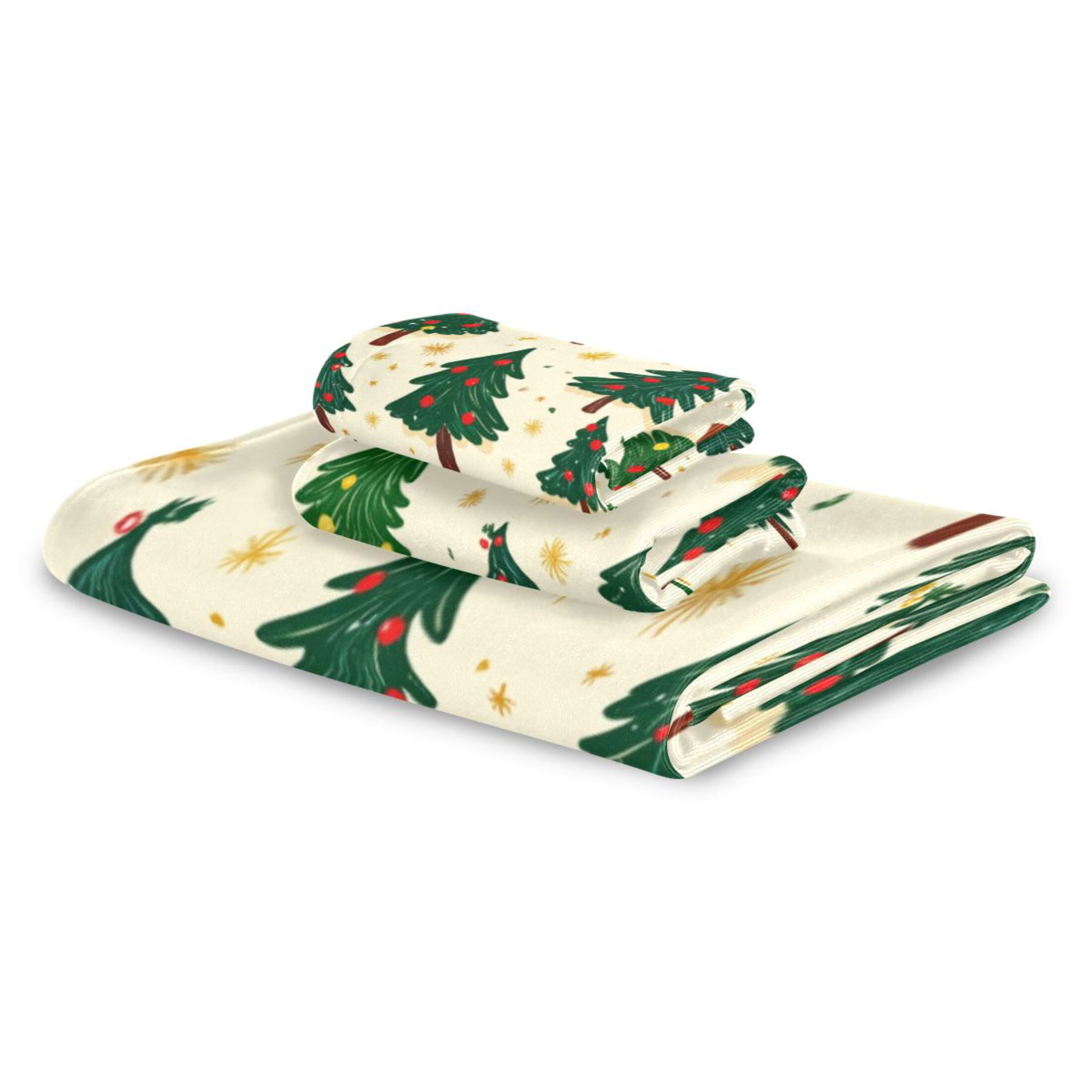 Three-Piece Towel Set Face Towel Towel Set Hand Towel Bath Towel Cotton Bath Towels Bath Towel Sets Hand Bath Towels Green Christmas Tree