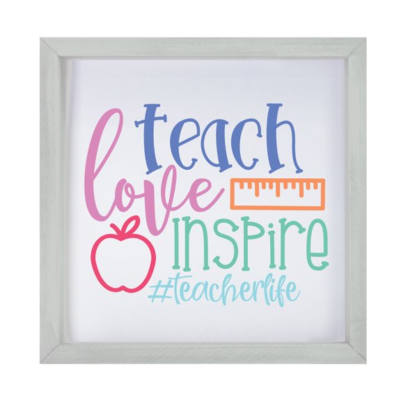 LifeSong Milestones 7x7 Modern Inspirational Framed Shadow Box for Wall Decoration - Teach Love Inspire (Grey)
