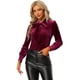 thumbnail image 1 of Blusa de trabajo informal Allegra K terciopelo retro Borgoña L, 1 of 6