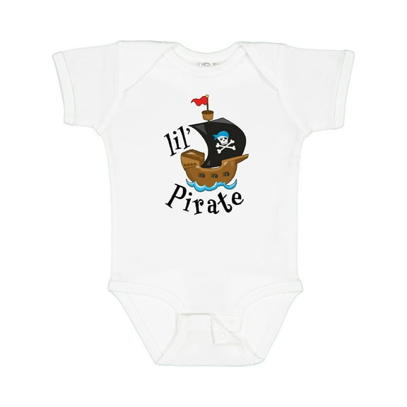 Inktastic Lil' Pirate Pirate Ship, Blue Bandana Boys or Girls Baby Bodysuit