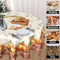 thumbnail image 4 of Thanksgiving Fall Tablecloth Round 60 Inch Autumn Pumpkin Harvest Table Cloths Polyester Fabric Plaid and Fall Leaf Seasonal Table Cover for Kitchen Dining Room Picnic Party Autumn Outdoor, 4 of 6