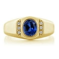 thumbnail image 3 of Gem Stone King Men's 18K Yellow Gold Plated Silver  Blue Created Sapphire and White Created Sapphire Ring (1.66 Cttw, Gemstone Birthstone, Available in Size 7, 8, 9, 10, 11, 12, 13), 3 of 6