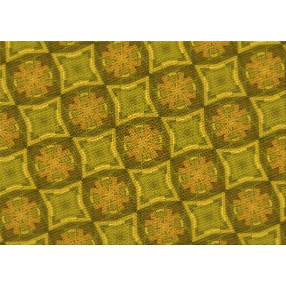 Ahgly Company Machine Washable Indoor Rectangle Transitional Yellow Area Rugs, 7' x 9'