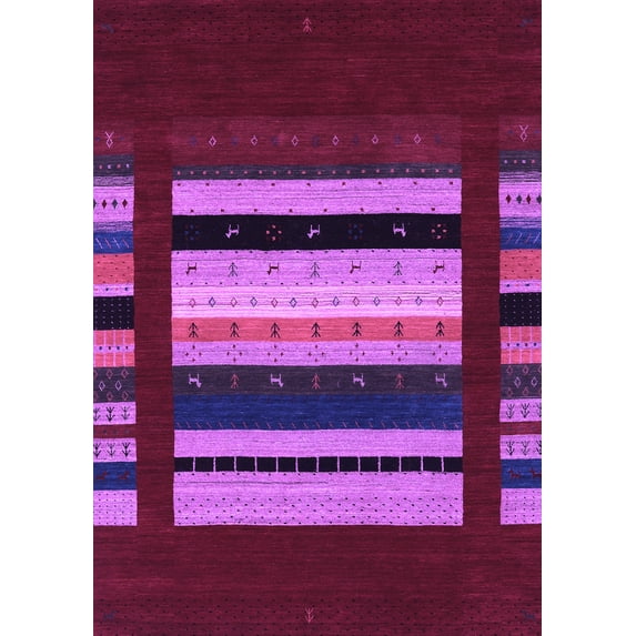Ahgly Company Indoor Rectangle Abstract Purple Contemporary Area Rugs, 2' x 3'