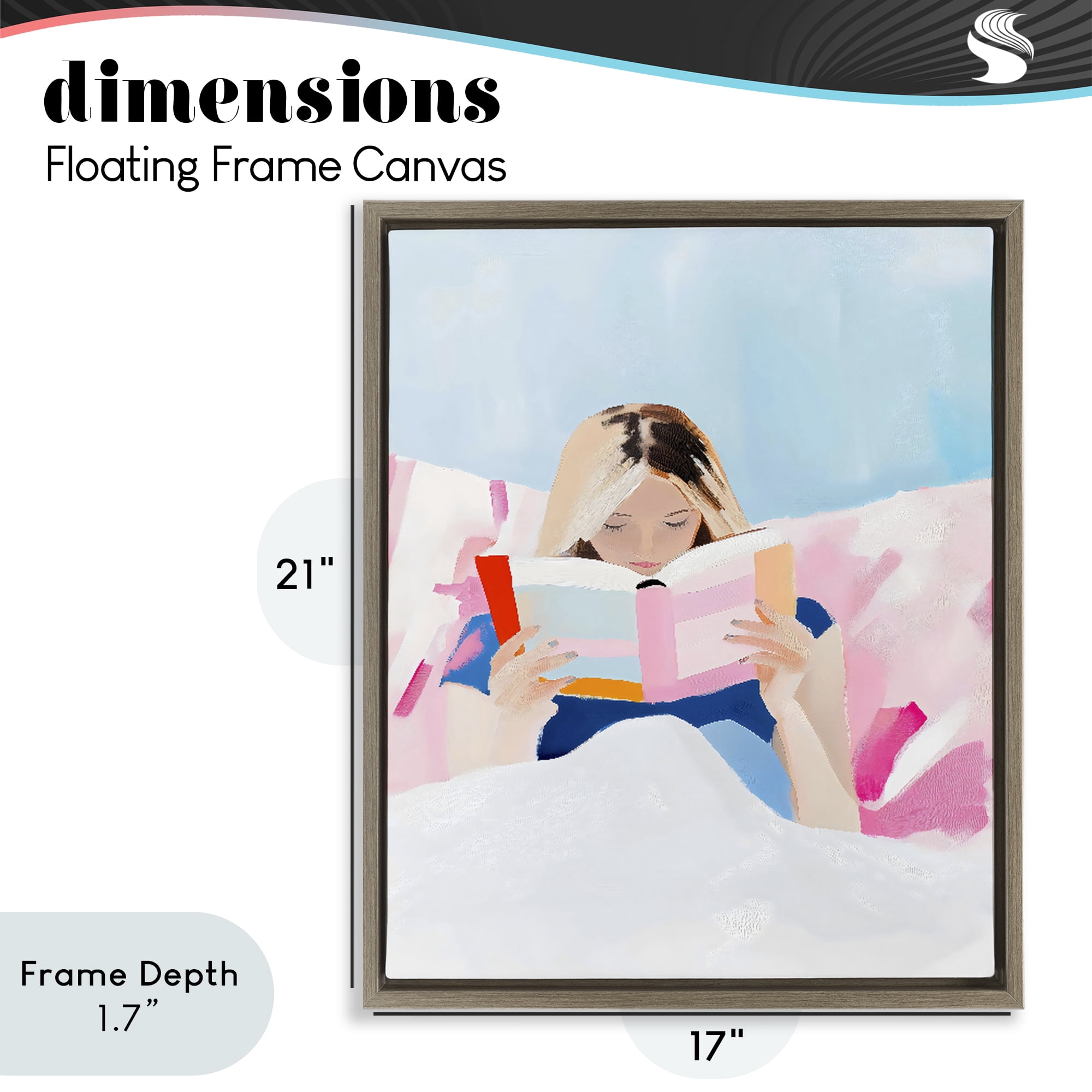 Stupell Industries Cozy Reading In Bed Brown Framed Floater Canvas Wall Art, design by The Prints Vibe