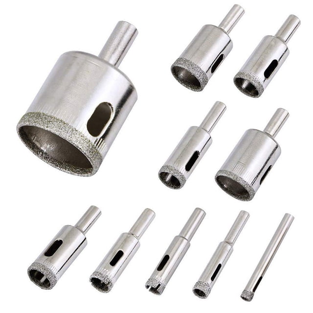 Bits de broca de vidrio Agujero de chapado Perforador de piedra Perspoca portátil Reemplazo multifuncional de reemplazo de cerámica Tipo de energía Tipo 3 Paquete de 10 Inevent TO001390-03