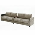 thumbnail image 3 of 4-seater Corduroy Sofa with USB, Storage & Flip Cup Holders - Brown, 3 of 11