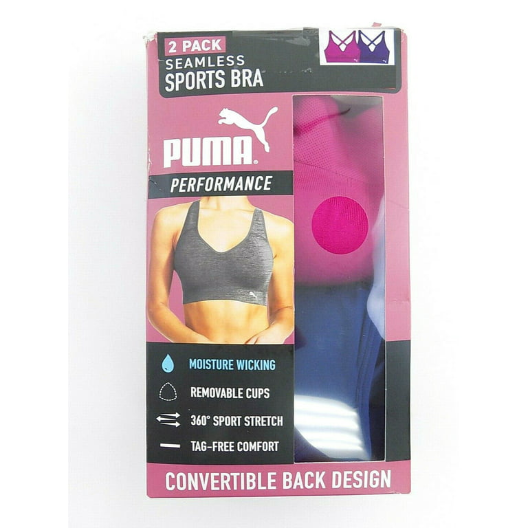 Puma Women's Seamless Performance Support Sports Bra 2-Pack purple