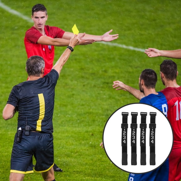 FOMIYES 4Pcs Alloy Plastic Numbered Down Indicator Wristband for Officials Game Management 9.43X1.30X0.20in