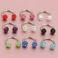 thumbnail image 2 of HOOUN Circular Barbell Horseshoe Bar Ring CBR Steel Nose Ear Septum CRYSTAL Balls-white, 2 of 9