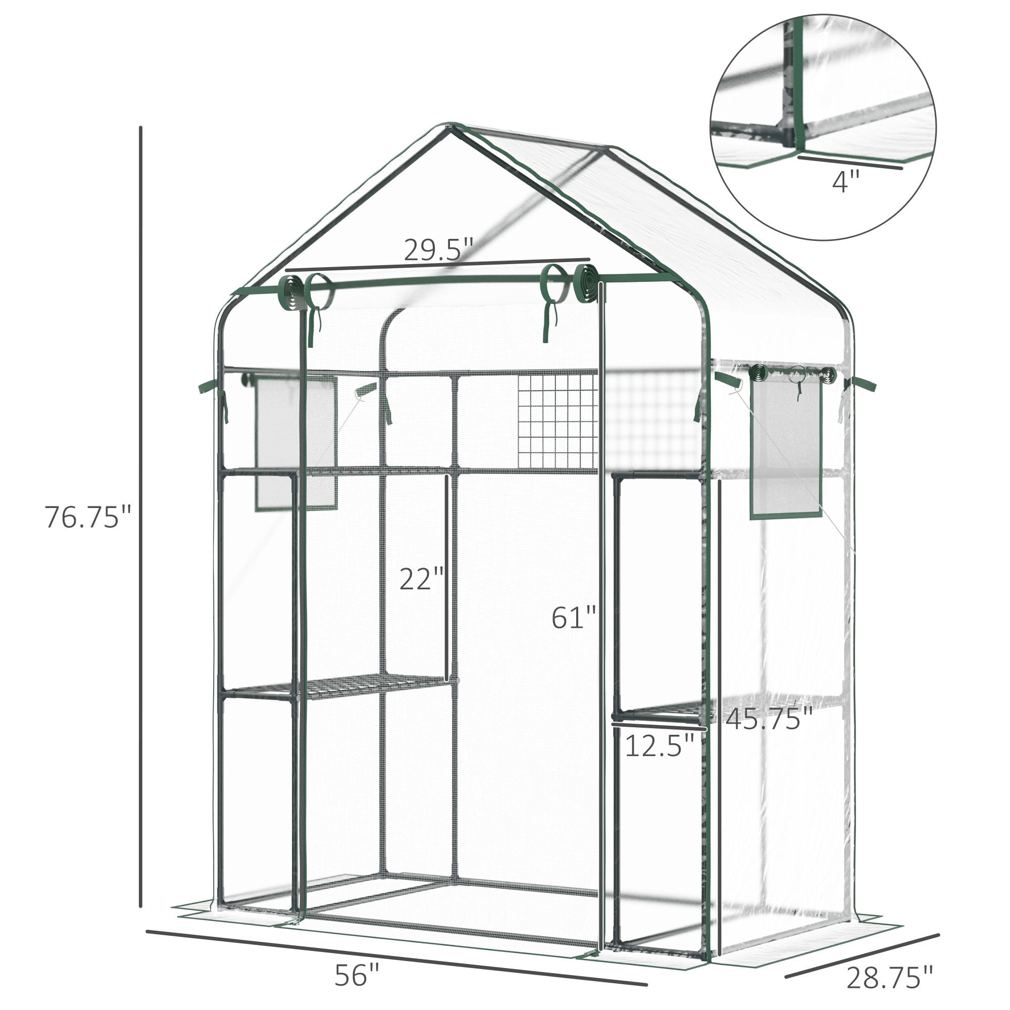 Outdoor Mini Greenhouse with Mesh Door