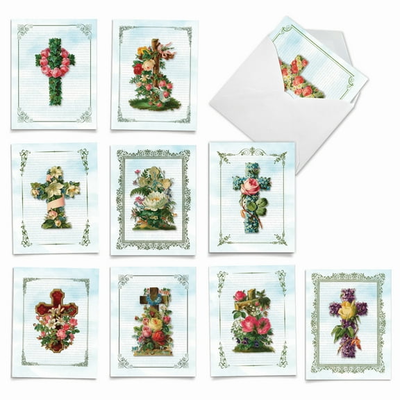 10 Thank You Note Cards Assorted (4 x 5.12 Inch) - CROSS CARDS M6466TYG