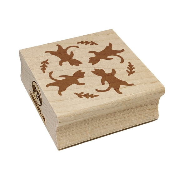 Dancing Walking Cats Pattern Square Rubber Stamp Stamping Scrapbooking Crafting - Small 1.25in