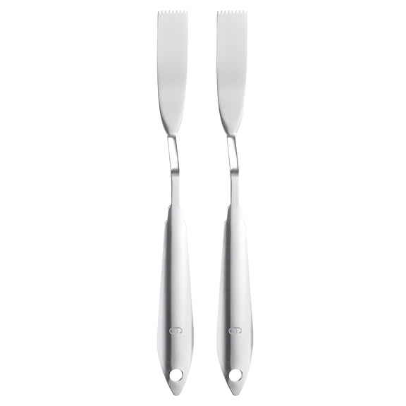 Uxcell 2pcs Palette Knife Painting Tool 8.39" Stainless Steel Flat Spatula Painting Pallet knife with Hole Design for Acrylic Canvas, Silver