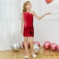 thumbnail image 2 of AWZXDE Girls Dresses 2025 Glitter Sequin Sleeveless Dress Round Neck Asymmetric Shoulder Party Gown For Kids 3-16 Years Red,6-7Years, 2 of 4