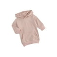 thumbnail image 3 of Seyurigaoka Seyurigaoka Little Girl’s Long Sleeve Sweater Dress, Solid Color Hooded Pullover Skirt, Winter Warm Top for Children, 3 of 6