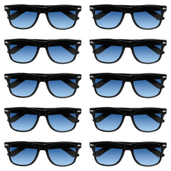 Gradient Lens Sunglasses Set of 10, Bulk Pack - UV Protection, Perfect for Parties, Beach, Pool, Outdoor Events - Blue