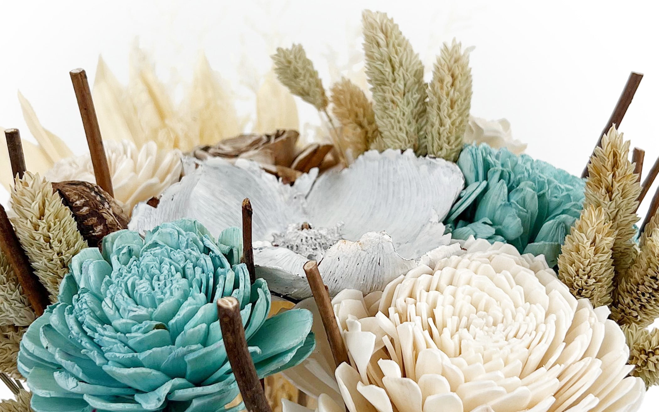 18" Botanical Avenue Luna Bouquet Aqua Blue, dried flowers, floral arrangement, preserved flower bouquet, boho home décor, everlasting flowers, blue dried bouquet, floral centerpiece,  handmade