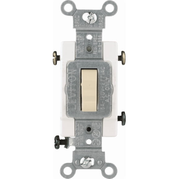 Leviton CS315 Toggle Switch in Ivory — UL Listed for US Residential Electrical Code Compliance, Drop-in NEC-Standard Wiring