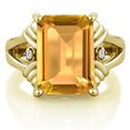 thumbnail image 2 of Gem Stone King 18K Yellow Gold Plated Silver Yellow Citrine and White Moissanite Engagement Ring for Women (8.23 Cttw, Gemstone November Birthstone, Emerald Cut 14X10MM, Size 8), 2 of 6