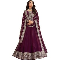 Indian Salwar Kameez Outfits Pakistani Designer Stitched Anarkali Gown Suits ( Purple, XXL - 46 )