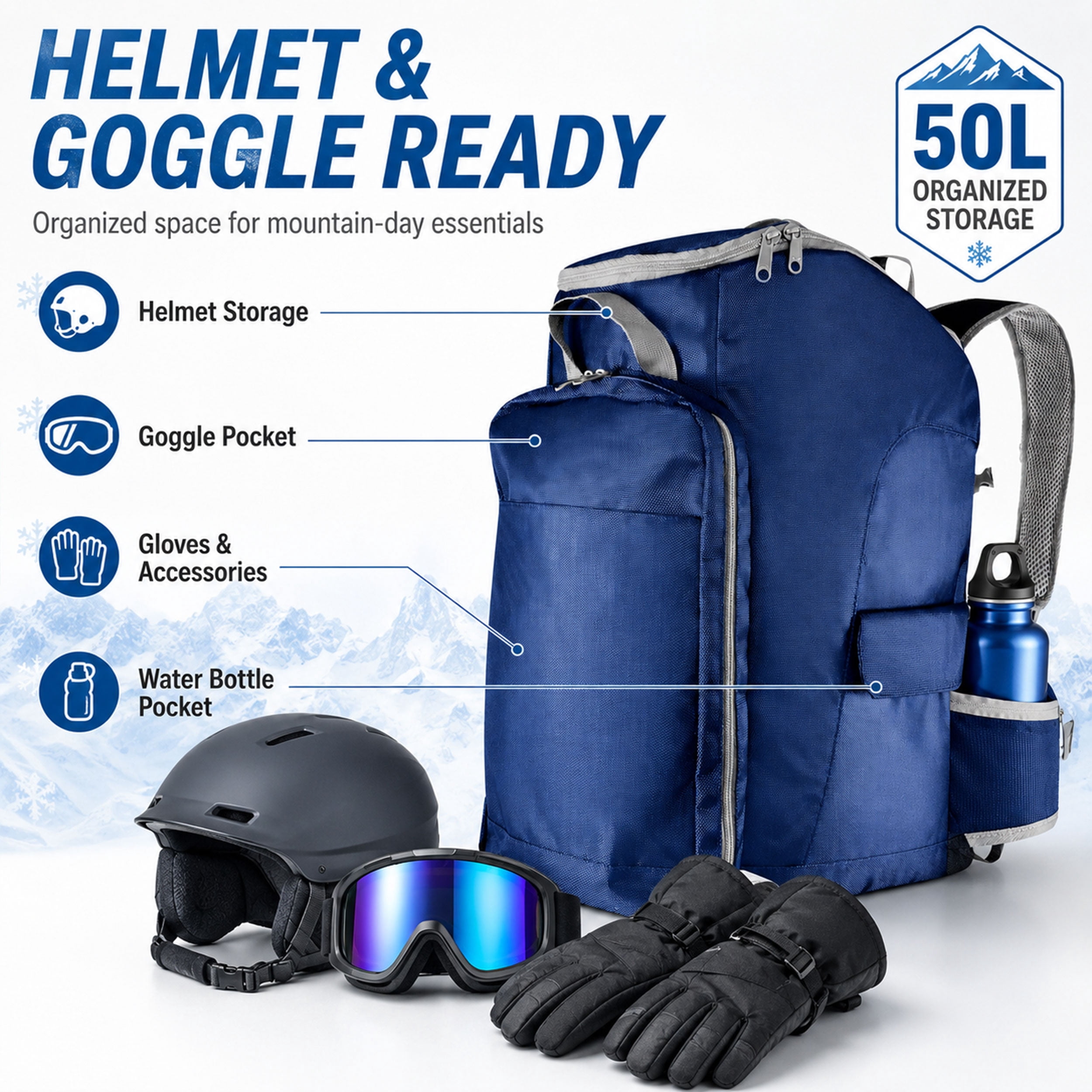 Ski Boot Backpack Travel Bag with Ergonomic Waist Straps – Fits Ski or Snowboard Boots, Helmet, Goggles & Gear – Waterproof Heavy Duty Snow Gear Storage Pack