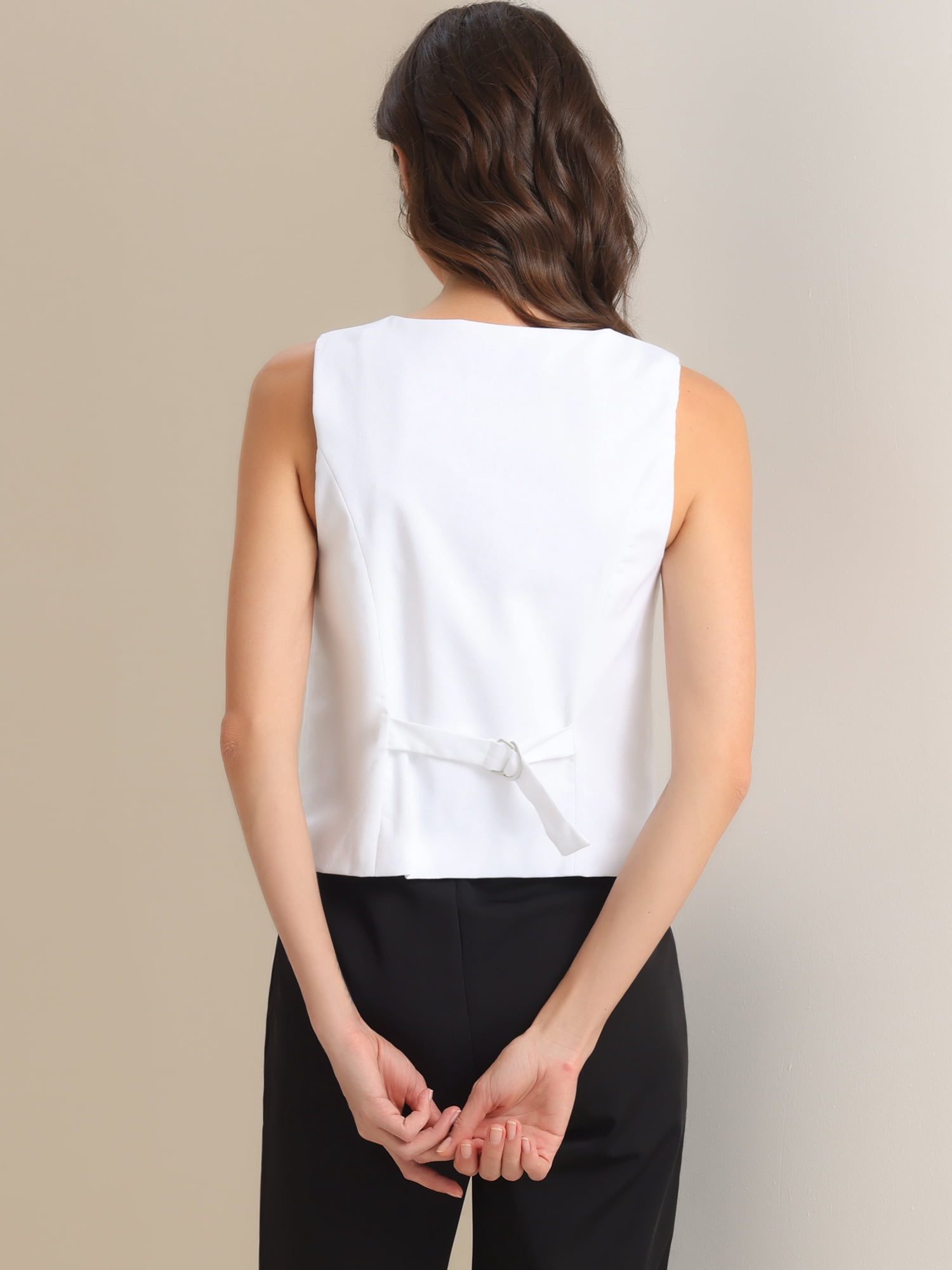 DARING DIVA Women's Waistcoat V Neck Crop Top Summer Vest XL Cream White