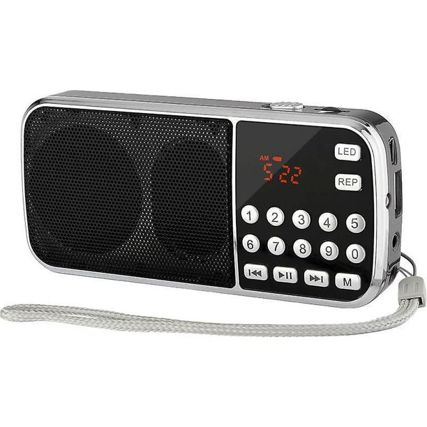 Am Fm Radio de bolsillo portátil Reproductor de música Compatible con tarjeta Micro Sd/tf Ranura USB (negro)