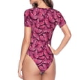 thumbnail image 3 of Uemuo Pink Butterfly Pattern Women's One Piece Short Sleeve Swimsuit Rash Guard Surfing Modest Quick-drying Swimsuit Beach Essentials-X-Large, 3 of 9