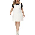 thumbnail image 2 of Unique Bargains Women's Plus Size Adjustable Straps Denim Bib Overall Dress Jumper 1X White, 2 of 6