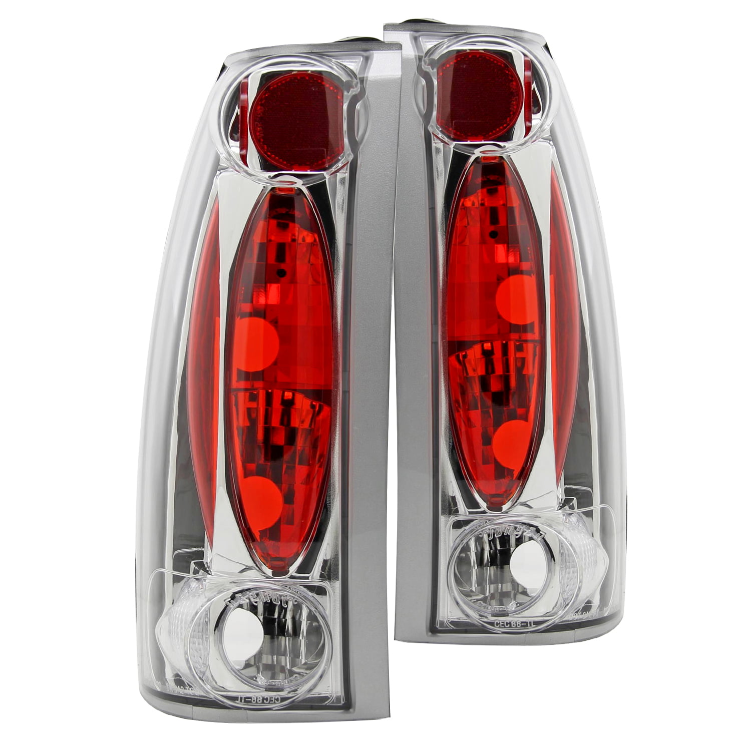 Spec-D Tuning Chrome Housing Clear Lens LED Tail Lights for 1994-1998 Chevy C10 C/K 2500/3500 Taillights Assembly Left Right Pair 